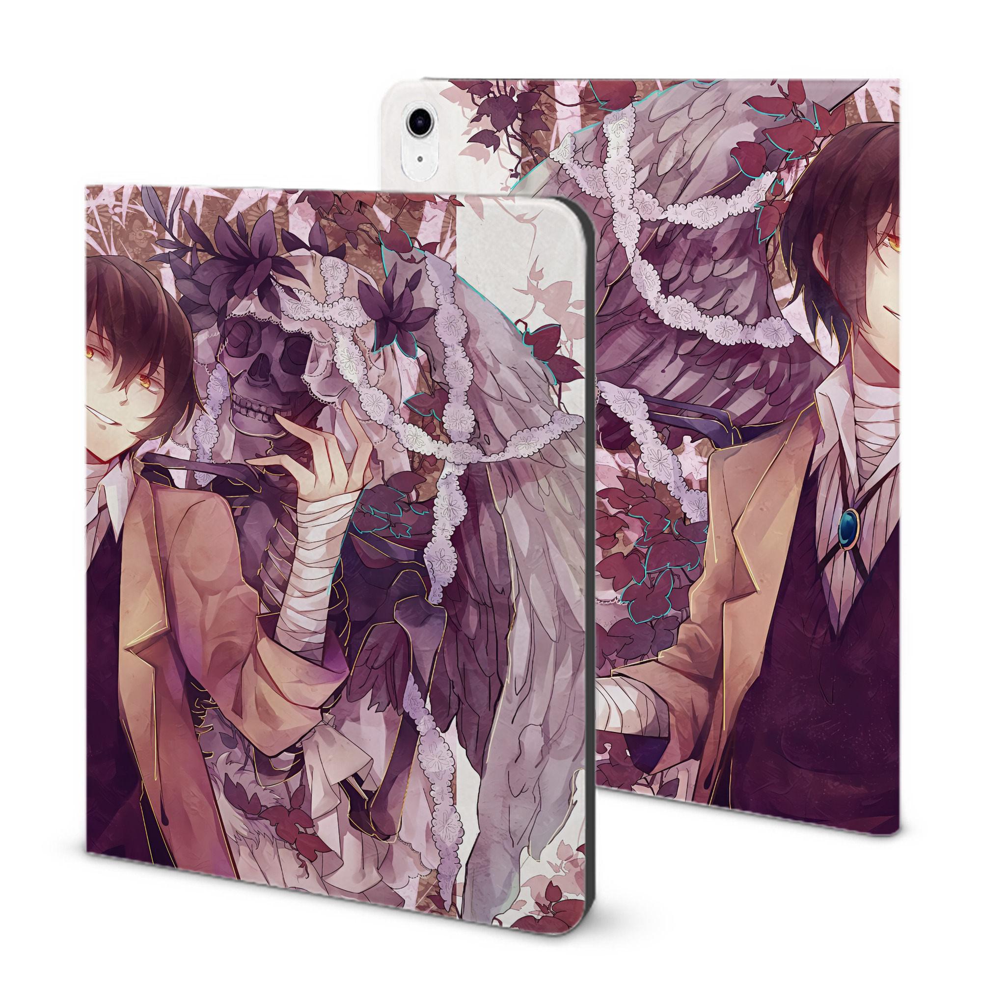 （画像用） 文豪ストレイドッグス Bungo Stray Dogs IPad ケース ブック型 PUレザー TPU 耐衝撃 軽量 薄型 ペン収納なし 全面保護 IPad 各モデル対応